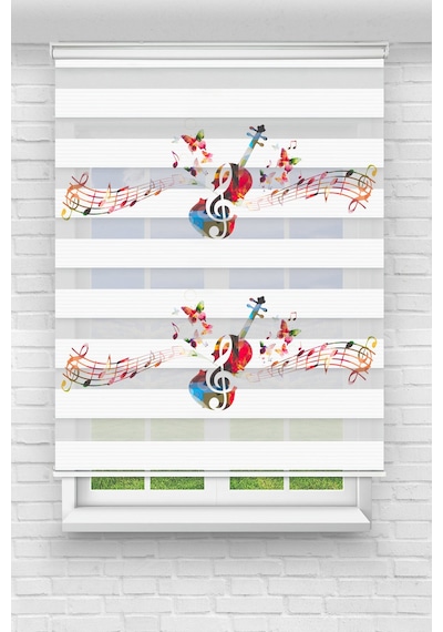Perdecizade Enxboy Müzik Dijital Baskılı Zebra Perde-cocuk Odası-stor Perde Renkli