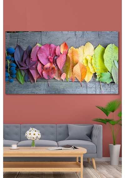 Homearths Çok Renkli Yaprak Kanvas Tablo - 120 X 60 Cm Kanvas