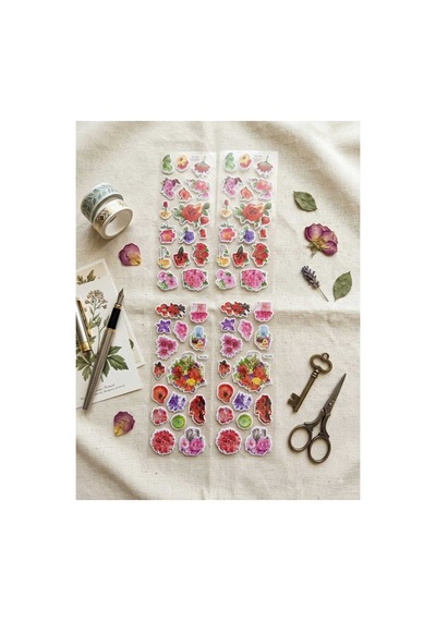 60 Adet Kabartmalı Çiçek Desenli Sticker 4 Sayfa Diğer