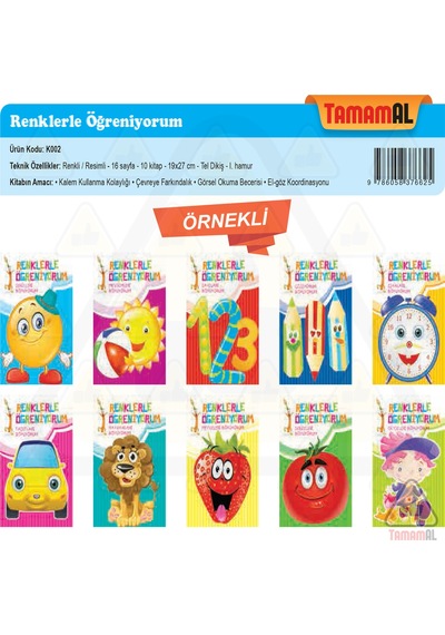 Boyama Kitabı Renklerle Öğreniyorum 10 Kitap Okul Öncesi Örnekli