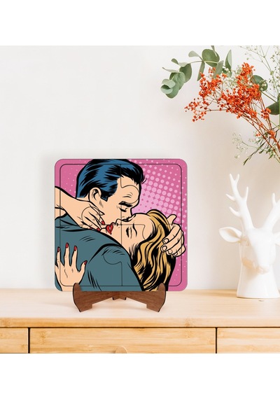 Bk Gift Pop Art Tasarımlı Ahşap Standlı Puzzle Çerçeve-39