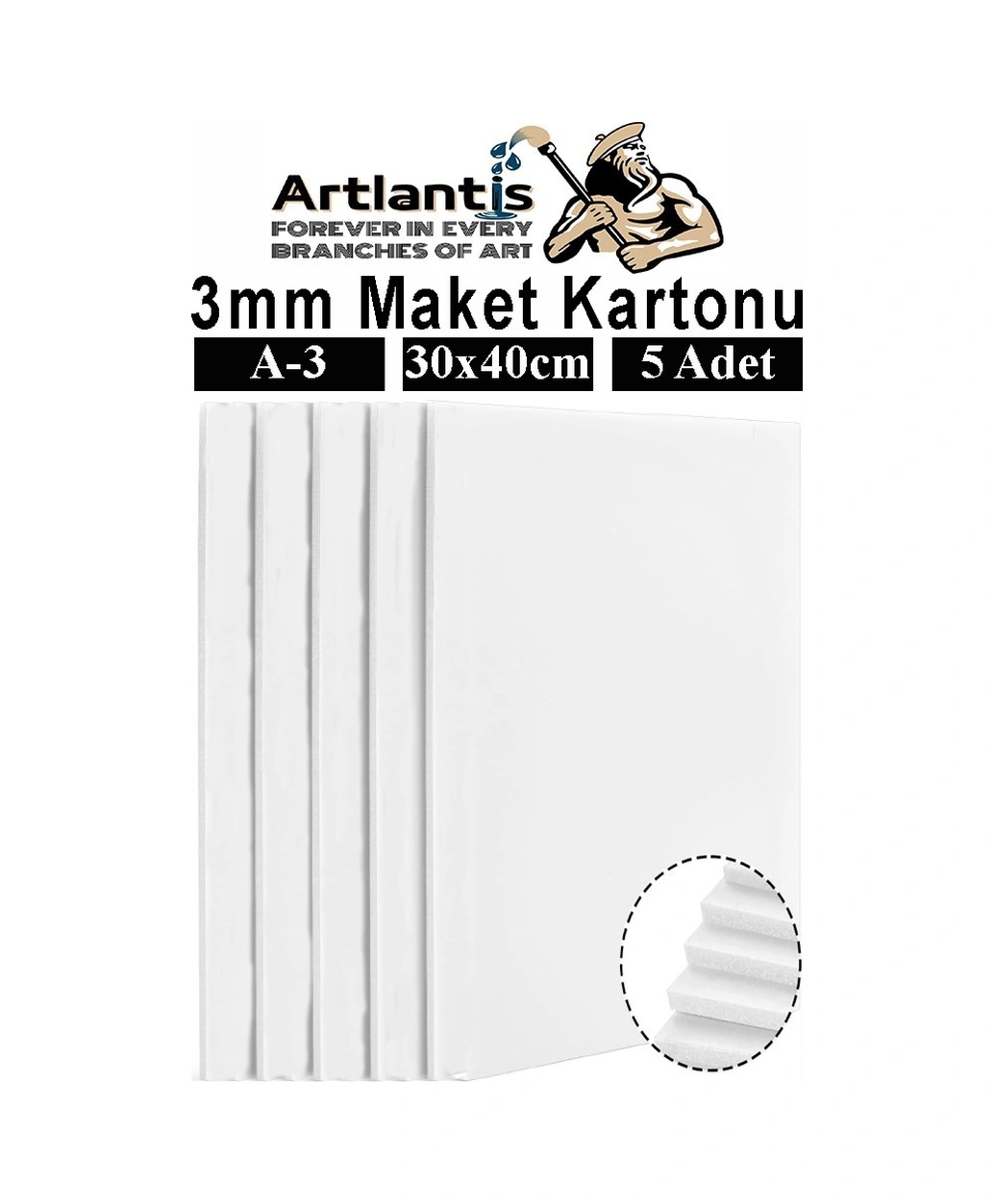 Maket Kartonu Beyaz Fotoblok 3 Mm A3 30x40 Cm 5 Adet Hobi Sanat Okul Köpüklü Straforlu Maket Kartonu Maket Yapımı