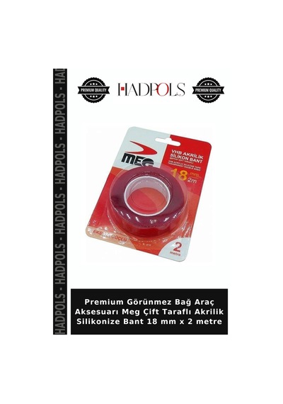 Premium Görünmez Bağ Araç Aksesuarı Meg Çift Taraflı Akrilik Silikonize Bant 18 Mm X 2 Metre