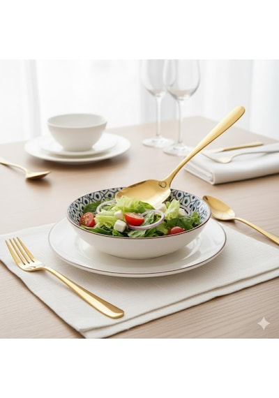 Premium Altın Kaplama Paslanmaz Çelik Servis Kaşığı 21 Cm Şık Ve Dayanıklı Sunum Kaşığı Diğer