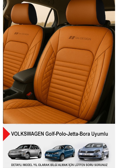 İstanbul Serisi Deri Oto Koltuk Kılıfı Volkswagen Bora-golf-jetta-polo Uyumlu Taba