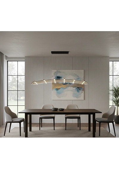 Soop Izgara Led Avize Sarkıt Avize 120x40 Cm 108 Watt Siyah