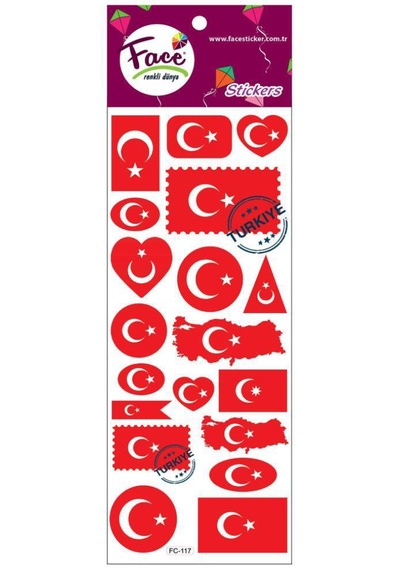 Face Sticker Renk Trük Bayrağıli Fc-117 Karışık Ebat