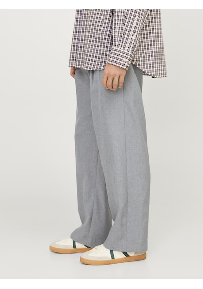 Jack & Jones Erkek Pileli Genis Kesim Pantalon - Bill - 12266756 Light Grey Melange Gri Melanj