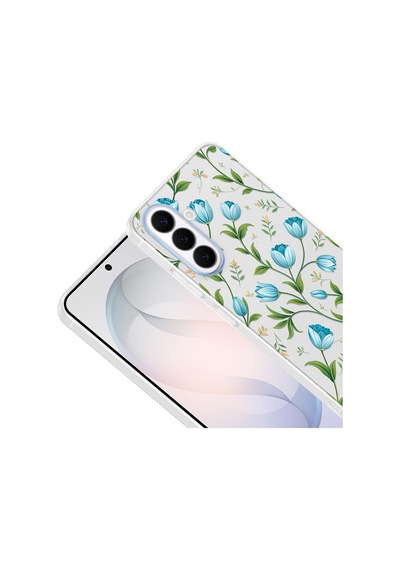 Galaxy S26 Kılıf Kamera Korumalı Desenli Zore Klip Kapak - Mavi Lale -