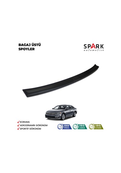 Volkswagen Passat 2015- Yılı Ve Sonrası Uyumlu Arka Bagaj Üstü Spoyler Siyah