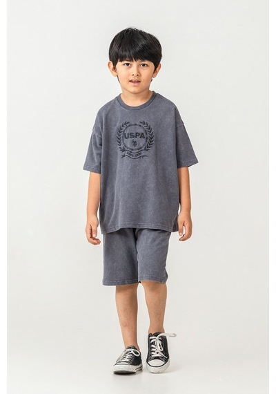 U.S. Polo Assn. Erkek Çocuk Bermuda 2'li Takım Füme-2531