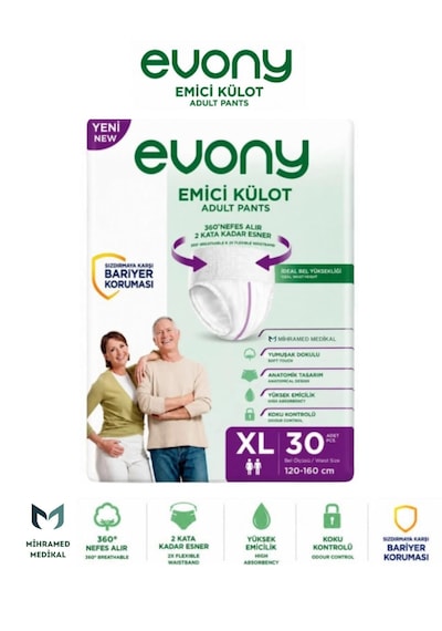 Evony Emici Külot Yetişkin Hasta Bezi Xl 30 Lu 1 Paket