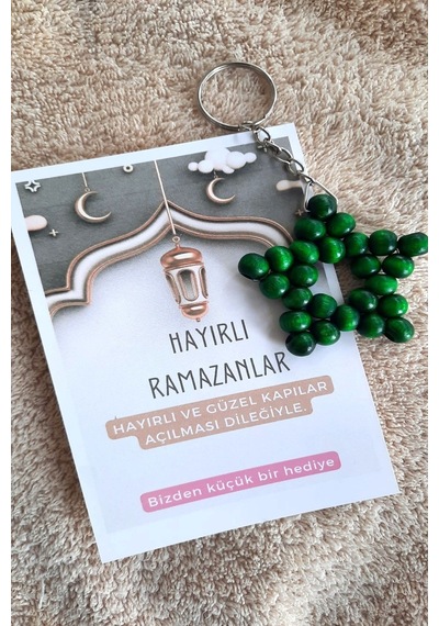 5 Adet Yeşil Yıldız Anahtarlık - Ramazan Hediyesi - Konsept
