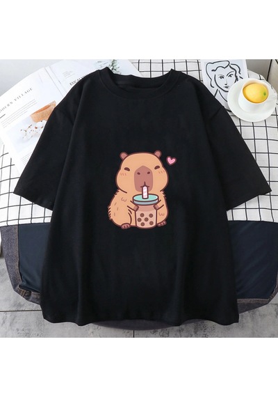 Startmore Beyaz Capybara Seviyor İçme Kabarcık Çay Yaz İ Lar/erkekler Siyah