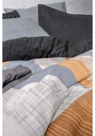 Eco Lounge Modern Çift Kişilik Nevresim Takımı Giorno Gri Çok Renkli