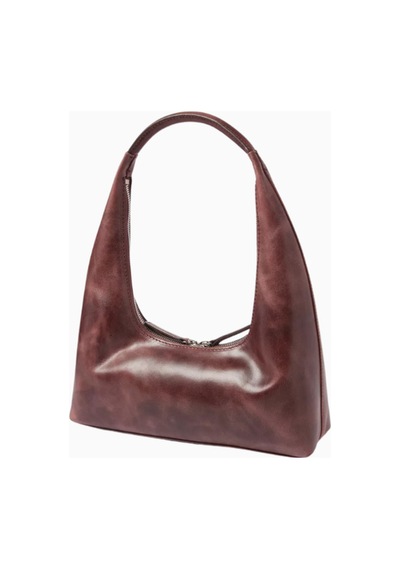Marge Sherwood Small Hobo Omuz Çantası, Yıkamalı Bordo Deri Ve Zarif Minimalist Tasarım