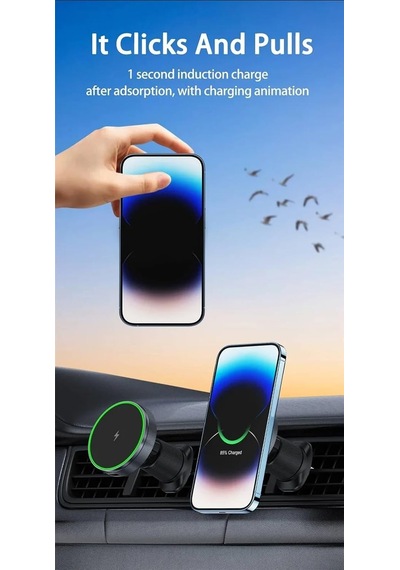 Magnetic 15w Kablosuz Araç İçi Cep Telefonu Şarj 2in1 Telefon Tutucu Ve Şarj Araç Universal Model Uyumlu Havalandırma Ve Izgarasına Montaj Mıknatıs Tasarım D12 D12 2 Mixed