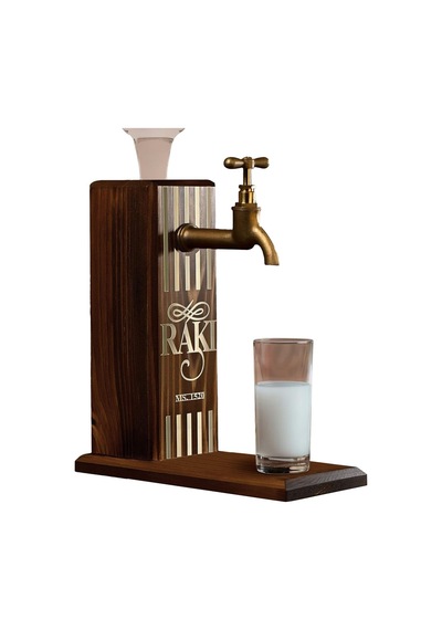 Lexroo Özel Rakı Baskılı Musluklu Doğal Ahşap İçki Standı, İçki Çeşmesi, Doğum Günü Hediyesi Çok Renkli