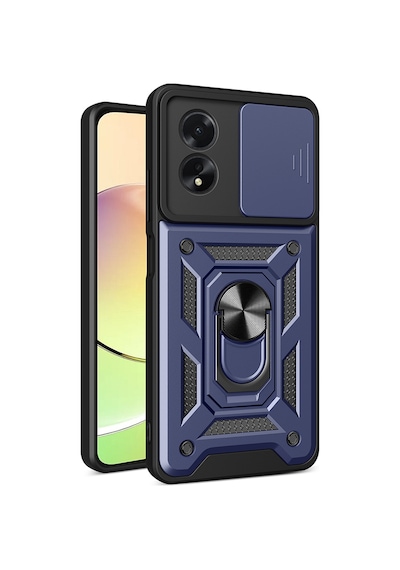 Nourthkiingdom Oppo A38 Uyumlu Magnetik Standlı Kamera Korumalı Nrtk Sürgülü Vega Kapak-mavi Mavi