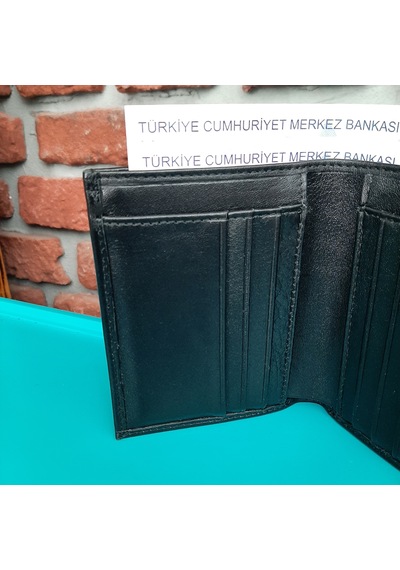 Gvnbag Hakiki Deri Erkek Dikey Siyah Cüzdan Gvn-0123