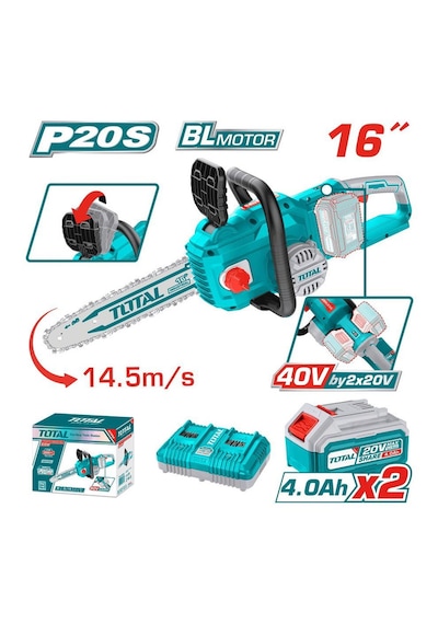 Total TGSLI 401682 40 V 8 A Akülü Zincirli Testere Hızar Ağaç Kesme Makinesi