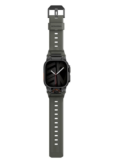 Apple Watch Uyumlu Ultra 49mm  Skinarma Talon Serisi Suya Dayanıklı Silikon Kordon Yeşil