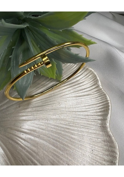Çelik Çivi Bileklik Kelepçe Altın