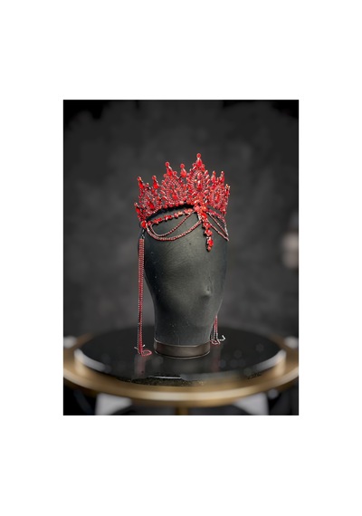 Diamond Veil Crown Alınlıklı Gelin,kına,nişan,söz,after,bride,party Taç Kırmızı - 885835840 Kırmızı
