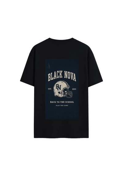 Black Nova Oversize Baskılı Unisex Tişört Nova Football Black Siyah