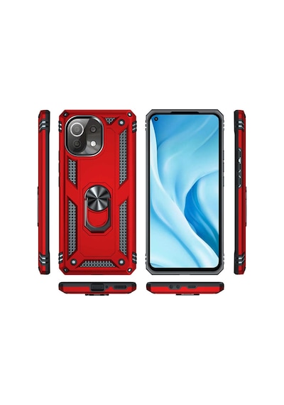 Xiaomi Mi 11 Lite Kılıf Zore Vega Yüzüklü Standlı Zırh Kılıf