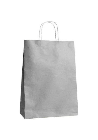 Büküm Saplı Kraft Kağıt Karton Hediyelik Çanta Poşet Torba Gri 4 x 25'li 25 x 31 CM