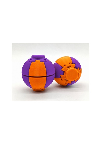 Alvera Press Küresi 3d Baskı Dönüşen Mekanik Fidget Stres Oyuncağı-turuncu-mor