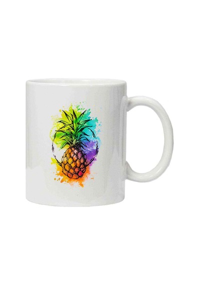 Kupa Bardak Ananas Kokteyl Suluboya Resim Punch Dövme Suluboya