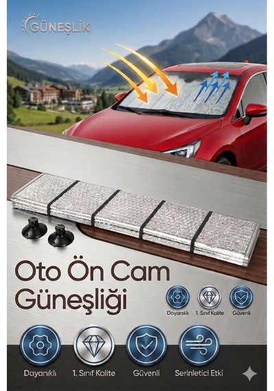 Oto Araç Araba Ön Cam Güneşliği Metalize Standart Boy