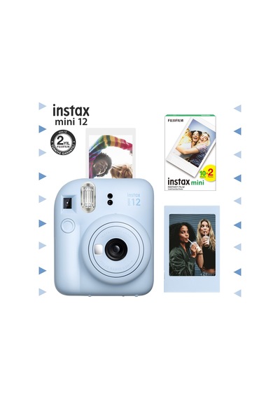 Fujifilm Instax Mini 12 Fotoğraf Makinesi + Çerçeve + 20'li Mini Film Seti Mavi