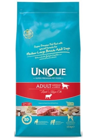 Unique Medium Large Adult Kuzu Etli Yetişkin Köpek Maması 15 KG