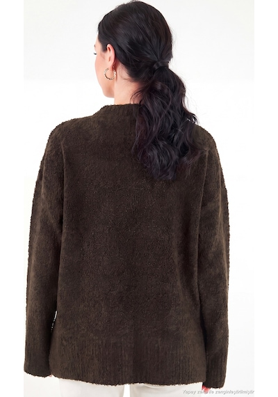 Lela Regular Fit Dik Yaka Yumuşak Dokulu Triko Kazak Kadın Kazak 4616222 Kahve