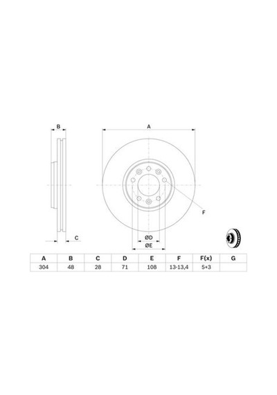 Citroen C5 1.6thp 2009-2015 Bosch Ön Disk 304mm 2 Adet 5fv