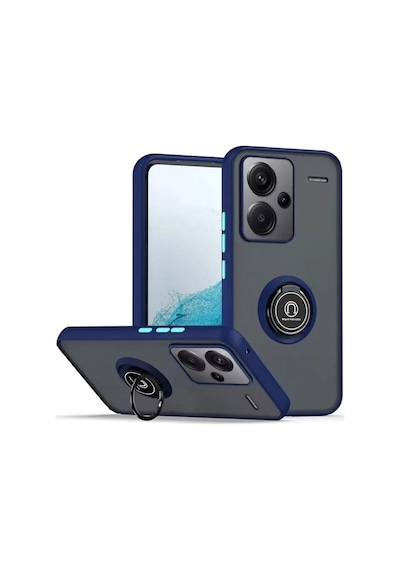 Newface Xiaomi Redmi Note 13 Pro Plus Kılıf Montreal Yüzüklü Silikon Kapak - Lacivert