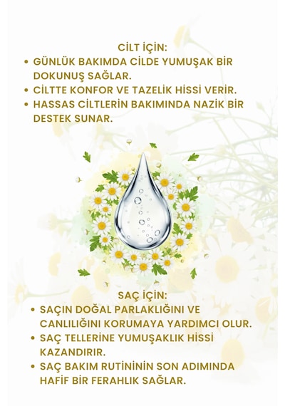 Papatya Suyu 100 Ml Yatıştırıcı Cilt & Aydınlatıcı Saç Toniği Hidrosol