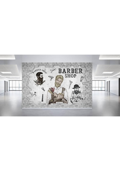 3 Boyutlu Berber Tasarım Duvar Kağıdı (440448056)