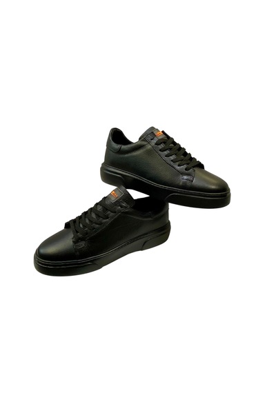 Erkek Bağcıklı İç Ve Dış Yüzey Deri Dikişli Poli Taban Sneaker--sula Siyah