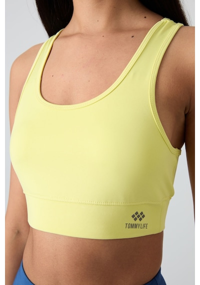 Tommy Life Limon Sırt Detaylı Dar Kalıp U Yaka Kadın Spor Büstiyer - 97120 Sarı
