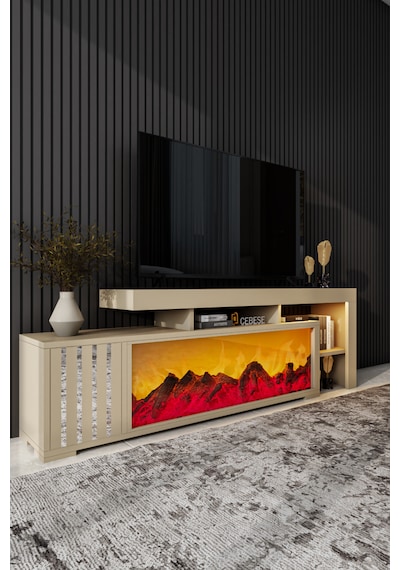 Dekoratif Yapay Şömine Ve Tv Ünitesi 160 Cm X 52 Cm ,kumandalı