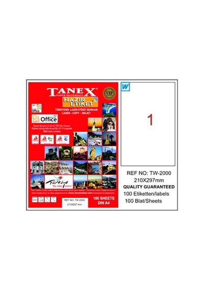 Tanex 210X297 Laser Etiket Tw-2000