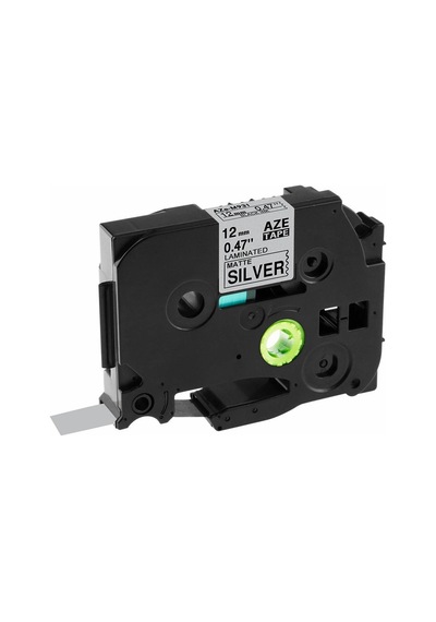 Brother Tze-M931 12 mm X 8mt Mat Gümüş üzerine Siyah Laminasyonlu