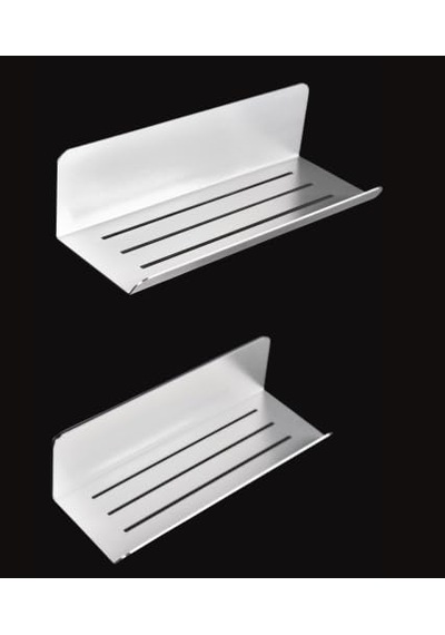 Deltahome Paslanmaz Çelik 2 Adet 24cm Duş Rafı Yapışkanlı Kolay Montaj / Paslanmaz Çelik 304 Kalite - Inox Çok Renkli