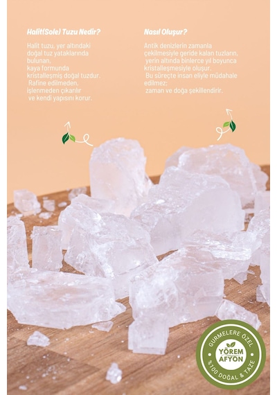 Yörem Afyon Doğanın Yer Altındaki Sessiz Gücü Kristal Yüksek Mineralli Saf Halit Tuzu Sole Tuzu 600gr.