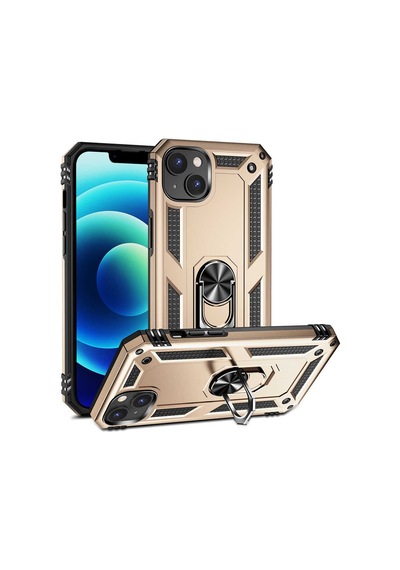 Apple iPhone Uyumlu 14 Plus Kılıf Kamera Koruyucu Manyetik Standlı Tank Koruma Pazarplus Siyah