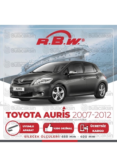 RBW Toyota Uyumlu Auris 2007 - 2012 Ön Muz Silecek Takımı